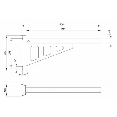 Кронштейн КР-6 D=48 L=750 на опору под монтажную ленту Кронштейн КР-6 D=48 L=750 на опору под монтажную ленту