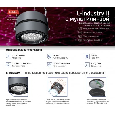 Светильник L-industry II 71/Г60/4,0К/05 IP65 Светильник L-industry II 71/Г60/4,0К/05 IP65