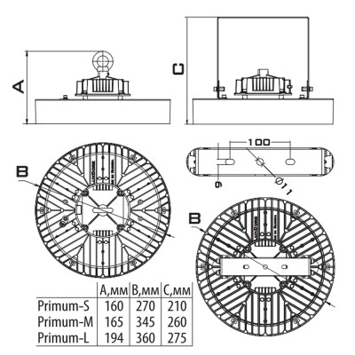 Промышленный светильник Primum-M 200Вт CRI80 4000K КСC:D60 c защитным стеклом кронштейн Промышленный светильник Primum-M 200Вт CRI80 4000K КСC:D60 c защитным стеклом кронштейн