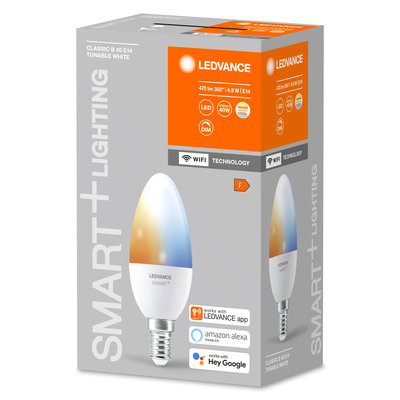 Светодиодная лампа Smart+WiFi Candle Tunable White 40 5W/2700-6500K E14 Светодиодная лампа Smart+WiFi Candle Tunable White 40 5W/2700-6500K E14
