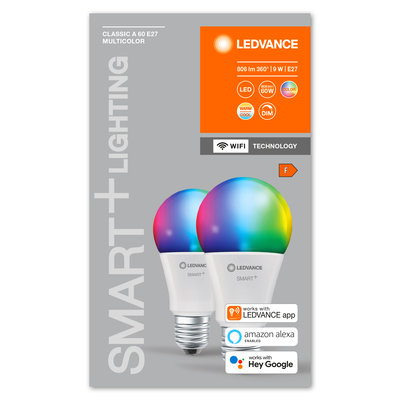 Светодиодная лампа Smart+WiFi Classic Multicolour 60 9W/2700-6500K (x2) E27 Светодиодная лампа Smart+WiFi Classic Multicolour 60 9W/2700-6500K (x2) E27