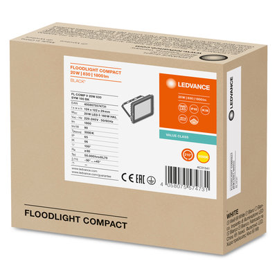 Прожектор FL COMP V 20W 865 SYM 100 BK Прожектор FL COMP V 20W 865 SYM 100 BK