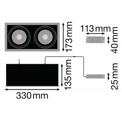 Спот светильник SP MULTI 2 x 30W/3000K FL WT/BK Спот светильник SP MULTI 2 x 30W/3000K FL WT/BK